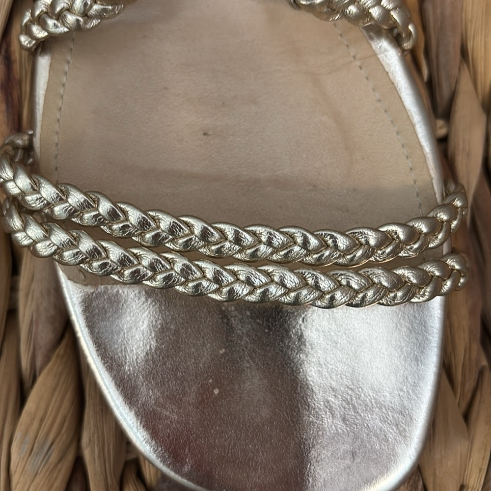 SCHUTZ size 8 Metallic Gold Braided Sandals - Picture 7 of 10